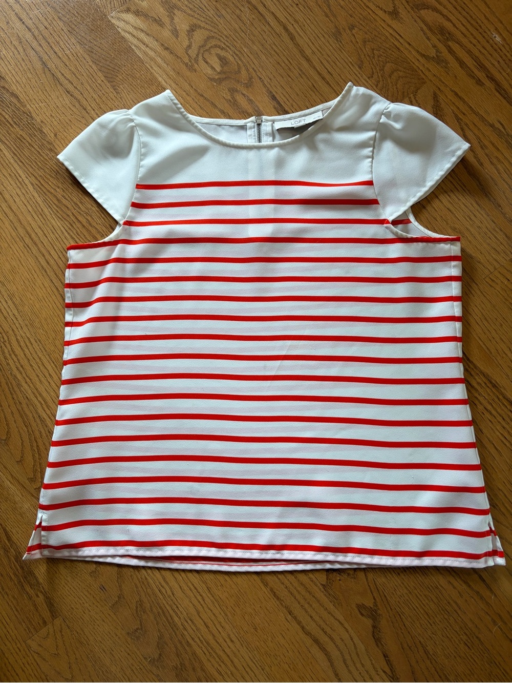 Women's Loft Petites Orange Striped Summer Shirt Size LP